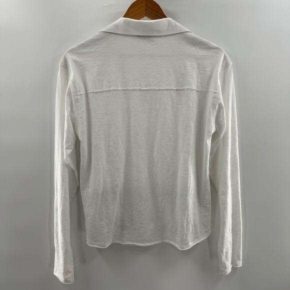 Evereve Romy Relaxed Long Sleeve 100% Cotton Preppy V-Neck Shirt Top Size Small - Picture 9 of 11